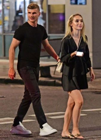 Julia Nagler with her boyfriend, Timo Werner, on a night out in London.